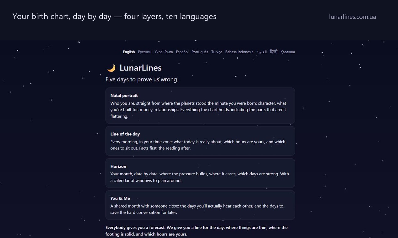 LunarLines, as it opens in a browser tab